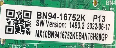 MAIN PARA S,ART TV SAMSUNG 4K / NUMERO DE PARTE BN94-16752K / BN41-02820C / BN9416752K / 16752K / DFVC2220 / PANEL CY-BT086FGEV2H / DISPLAY HV860QUB-E1A / MODELO UN86TU9010FXZA BB01 - Imagen 2